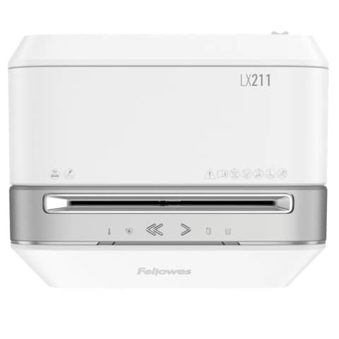 Distruggidocumenti uso moderato Fellowes LX211 - P-5 - 23 L - taglio a microframmenti 2x12 mm - bianco 5050301
